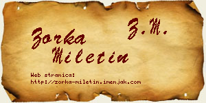 Zorka Miletin vizit kartica